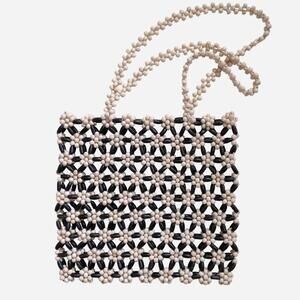 Urban Outfitters Brea Black & White Beaded Tote Bag